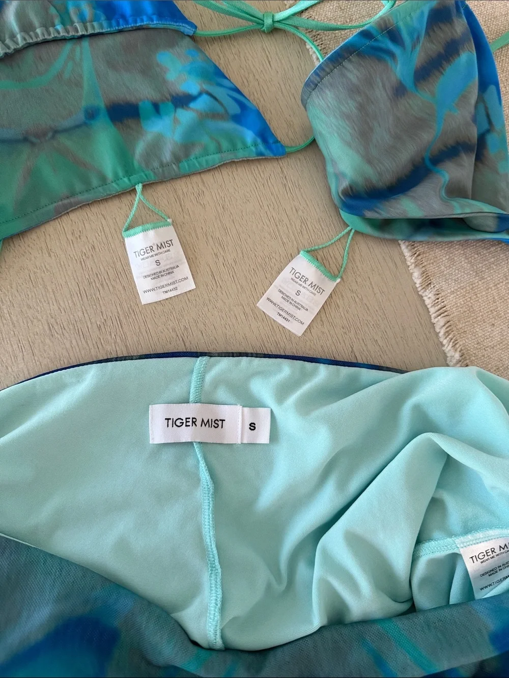 3 piece Tiger Mist Bikini and matching skort/sarong